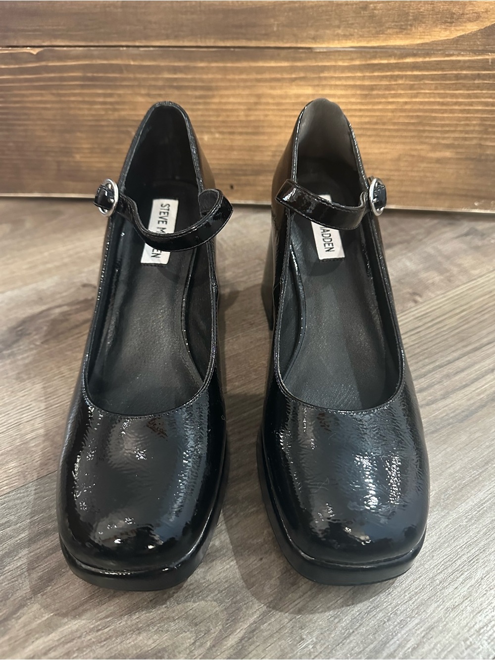 Steve Madden Black Patent Mary Jane Block Heels - Picture 4 of 8